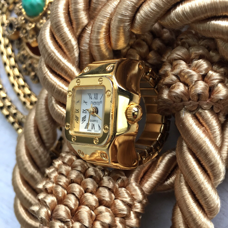 Vintage Stellar Radiance Gold Ring Watch by DIGITS