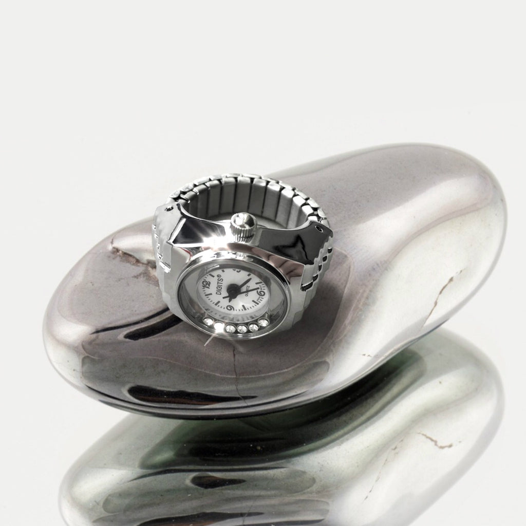 Stellar Floating Crystals Ring Watch in Silver | DIGITS Stellar Floating Crystals Ring Watch in Silver | DIGITS