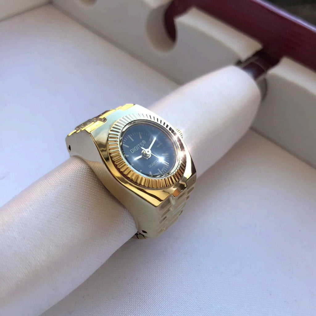 Lunar Sphere Gold Finger Ring Watch by DIGITS