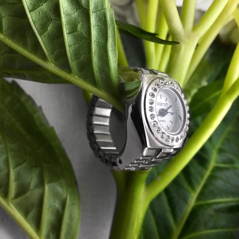 Stellar Pave Halo Silver Ring Watch by DIGITS