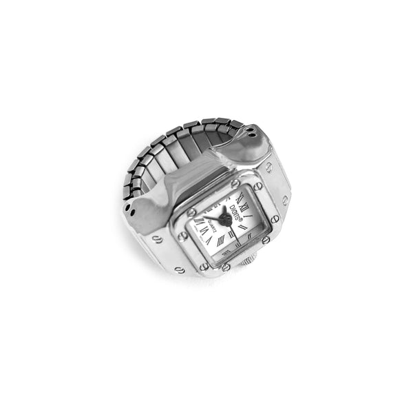 Stellar Radiance Finger Ring Watch in Silver by DIGITS Watch