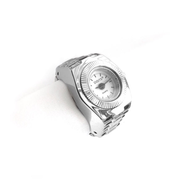 Stellar Sphere Finger Ring Watch in Silver by DIGITS