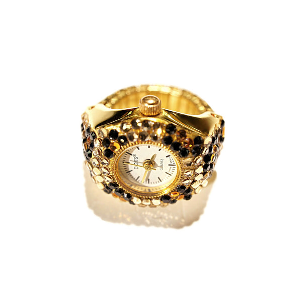 Vintage Cheetah Gemstone Ring Watch by DIGITS