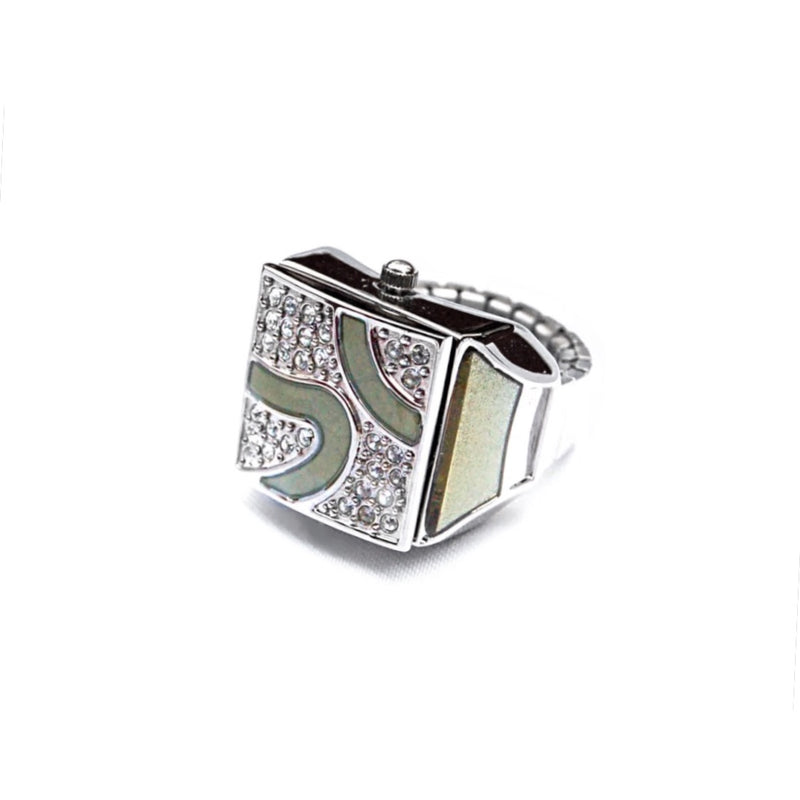 Jade Pave Cube Ring Watch by Bonetto
