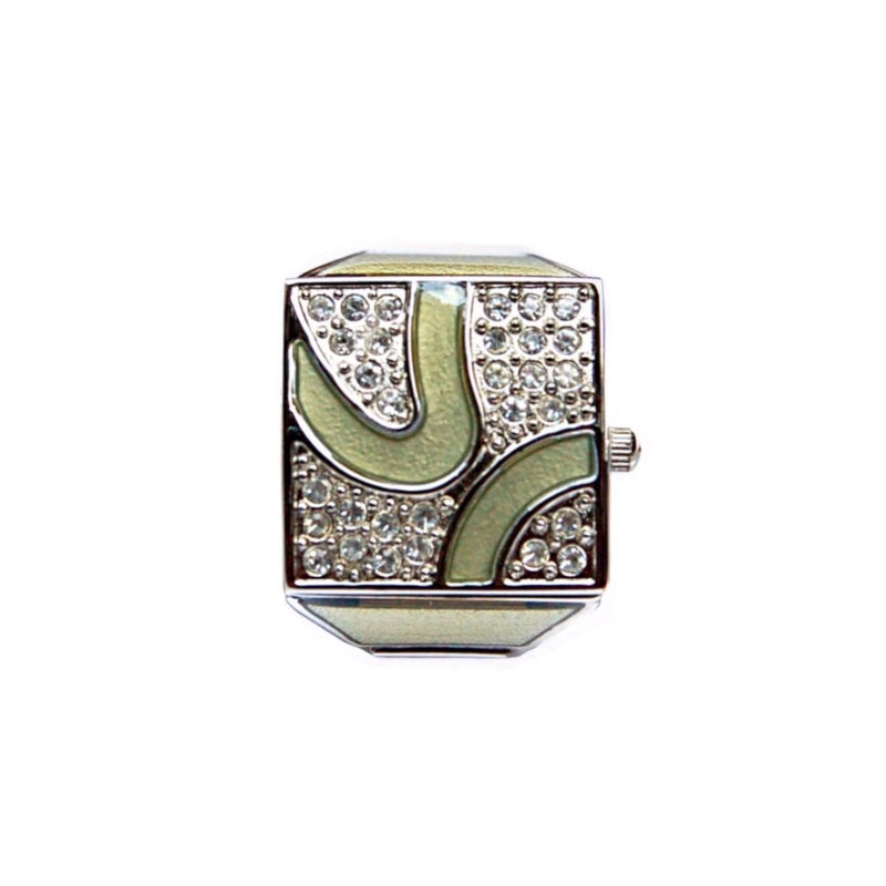 Jade Pave Cube Finger Ring Watch by Bonetto