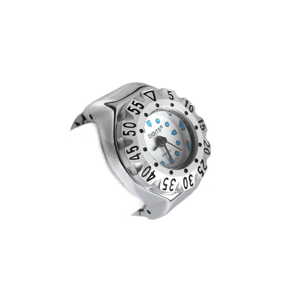 Stellar Diver Ring Watch in Silver by DIGITS