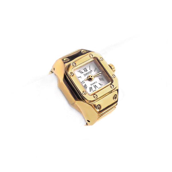 Stellar Radiance Finger Ring Watch in Gold by DIGITS